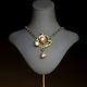 Art Nouveau Necklace Green Leaf Baroque Pearl Vintage Style Qd12