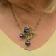 Art Nouveau Necklace Green Leaf Black Baroque Pearl Vintage Style Qd12