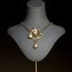 Art Nouveau Necklace Green Leaf Vintage Style Baroque Pearl Pink Qd12