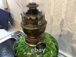 Art Nouveau Oil Lamp C 1910 Omolu Base Green Reservoir With Funnel