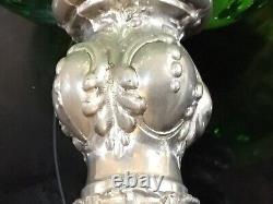 Art Nouveau Oil Lamp C 1910 Omolu Base Green Reservoir With Funnel