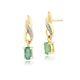 Art Nouveau Oval Emerald & Diamond Drop Earrings In 9ct Yellow Gold