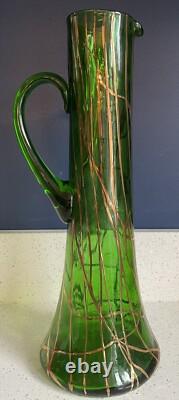 Art Nouveau Pallme-Konig Green Glass Claret Jug Jugendstil Marie Kirschner