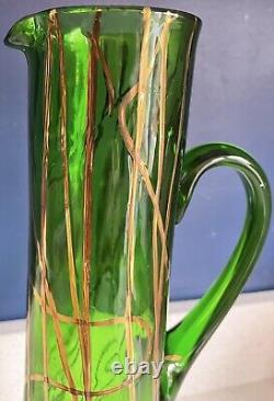 Art Nouveau Pallme-Konig Green Glass Claret Jug Jugendstil Marie Kirschner