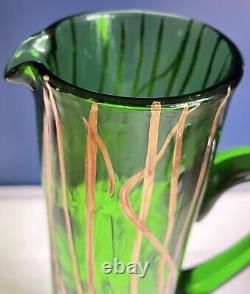 Art Nouveau Pallme-Konig Green Glass Claret Jug Jugendstil Marie Kirschner