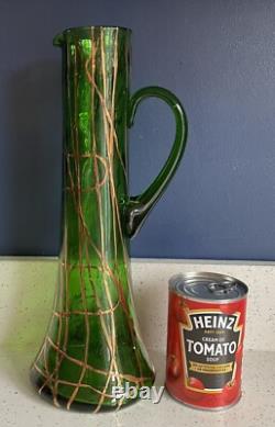 Art Nouveau Pallme-Konig Green Glass Claret Jug Jugendstil Marie Kirschner