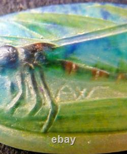 Art Nouveau Pate De Verre Dragonfly Pendant By Amalric Walter 1920's Signed