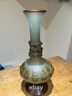 Art Nouveau Pate De Verre French Art Glass Vase c1900 Antique Huge 14 inches