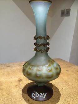 Art Nouveau Pate De Verre French Art Glass Vase c1900 Antique Huge 14 inches