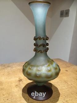 Art Nouveau Pate De Verre French Art Glass Vase c1900 Antique Huge 14 inches