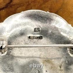 Art Nouveau Peacock Brooch Pin Blue Green Enamel 935 Silver Germany Marcasite