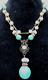 Art Nouveau Peking Green Glass Faux Pearl Antique Necklace