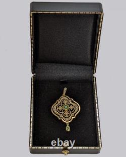Art Nouveau Peridot and Seed Pearl Pendant 15ct Gold Antique Edwardian ca 1905