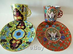 Art Nouveau Pirkenhammer Cup Saucer Persian Motif F&M Demitasse HP Fan Handle A