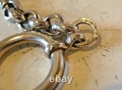 Art Nouveau Pocket Watch Chain 1910 Antique Silver Chrome Green Glass Albert Nos