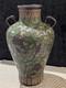Art Nouveau Pottery Vase, Ipsen Or Chinoiserie, 2 Handles Green Leaf & Enamel