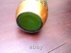 Art Nouveau Rare Green Glass Vase in Monture Design Viennese Workshop