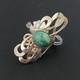 Art Nouveau Revival Ring Sterling Silver Green Eilat Stone Freeform Statement