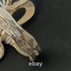 Art Nouveau Revival Ring Sterling Silver Green Eilat Stone Freeform Statement