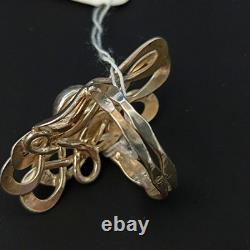 Art Nouveau Revival Ring Sterling Silver Green Eilat Stone Freeform Statement