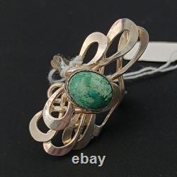 Art Nouveau Revival Ring Sterling Silver Green Eilat Stone Freeform Statement Art Nouveau Revival Ring Sterling Silver Green Eilat Stone Freeform Statement
