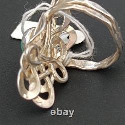 Art Nouveau Revival Ring Sterling Silver Green Eilat Stone Freeform Statement