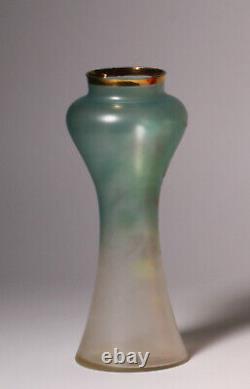 Art Nouveau Satin Glass Vase Enameled Flower Painting Austria 1910