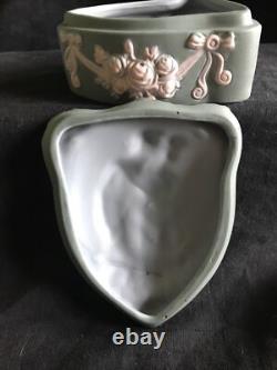 Art Nouveau Schaffer & Vater Sage Jasperware Trinket Box Romantic Couple