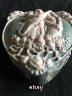 Art Nouveau Schaffer & Vater Sage Jasperware Trinket Box Romantic Couple