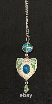 Art Nouveau Silver & Enamel Pendant attributed to James Fenton Birmingham 1908