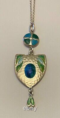 Art Nouveau Silver & Enamel Pendant attributed to James Fenton Birmingham 1908