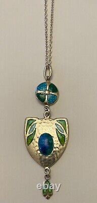 Art Nouveau Silver & Enamel Pendant attributed to James Fenton Birmingham 1908