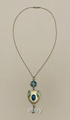 Art Nouveau Silver & Enamel Pendant attributed to James Fenton Birmingham 1908