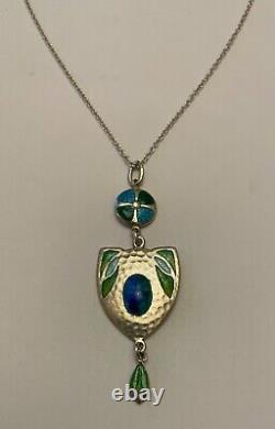 Art Nouveau Silver & Enamel Pendant attributed to James Fenton Birmingham 1908