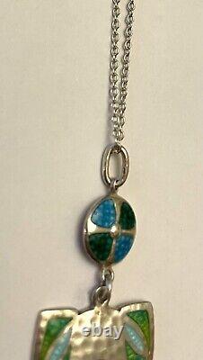 Art Nouveau Silver & Enamel Pendant attributed to James Fenton Birmingham 1908