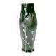 Art Nouveau Silver Overlay Green Art Glass Miniature Vase With Bird & Flora