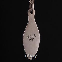 Art Nouveau Silver Pendant with Green Agate. 830S. Vintage. Antique. RARE