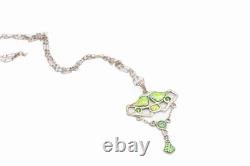 Art Nouveau Silver and Green Enamel Necklace
