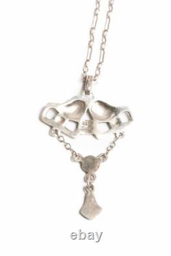 Art Nouveau Silver and Green Enamel Necklace