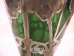 Art Nouveau Sterling Overlay Vase Alvin