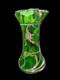 Art Nouveau Sterling Silver Overlay Green Art Glass Bud Vase Steuben