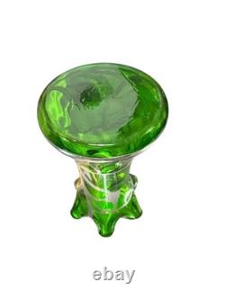Art Nouveau Sterling Silver Overlay Green Art Glass Bud Vase Steuben