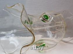 Art Nouveau Stuart & Sons Green Peacock Eye & Trailed Glass Vase C. 1900