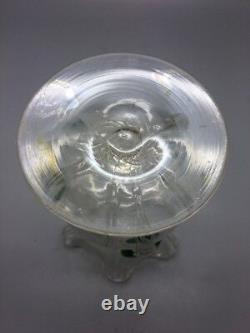 Art Nouveau Stuart & Sons Green Peacock Eye & Trailed Glass Vase C. 1900
