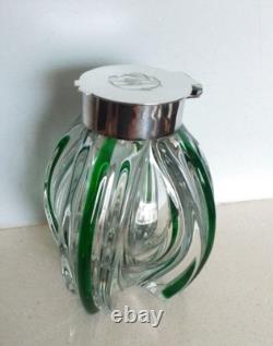 Art Nouveau Stuart & Sons Green Trailed Glass Inkwell
