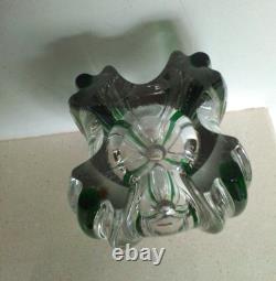 Art Nouveau Stuart & Sons Green Trailed Glass Inkwell