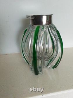 Art Nouveau Stuart & Sons Green Trailed Glass Inkwell