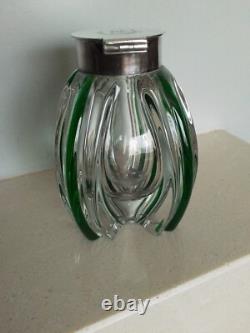 Art Nouveau Stuart & Sons Green Trailed Glass Inkwell