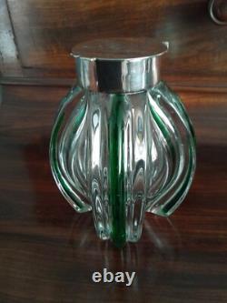 Art Nouveau Stuart & Sons Green Trailed Glass Inkwell