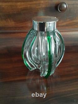Art Nouveau Stuart & Sons Green Trailed Glass Inkwell